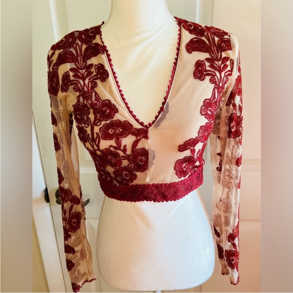 Red and Cream Blouse